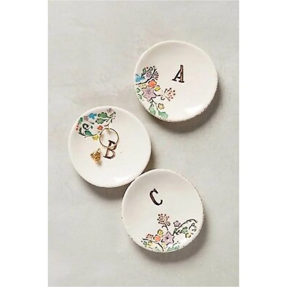 Anthropologie Monogrammed Garland Ring Dish
